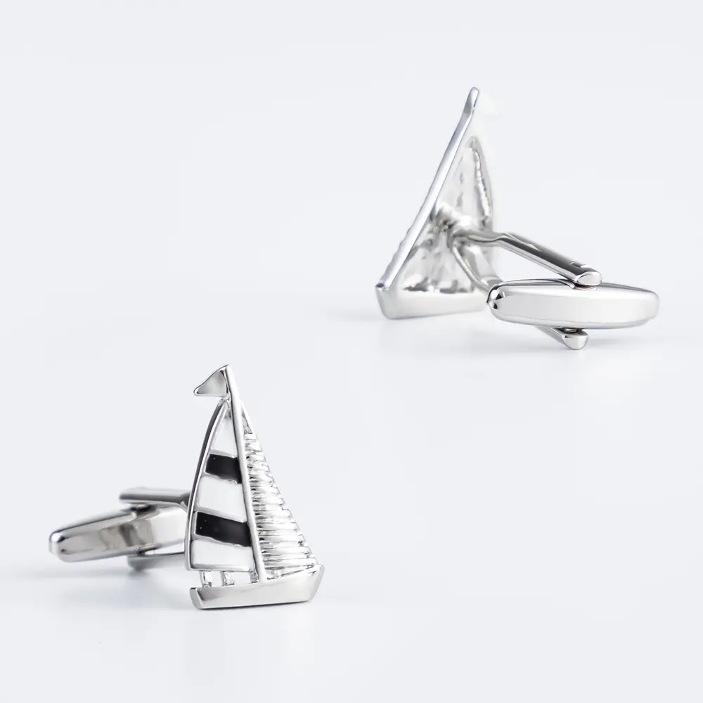Custom High Quality Brass Material Blue &Slue Enamel Boat Cufflinks For Men Shirt CC0284 Factories, Exporter