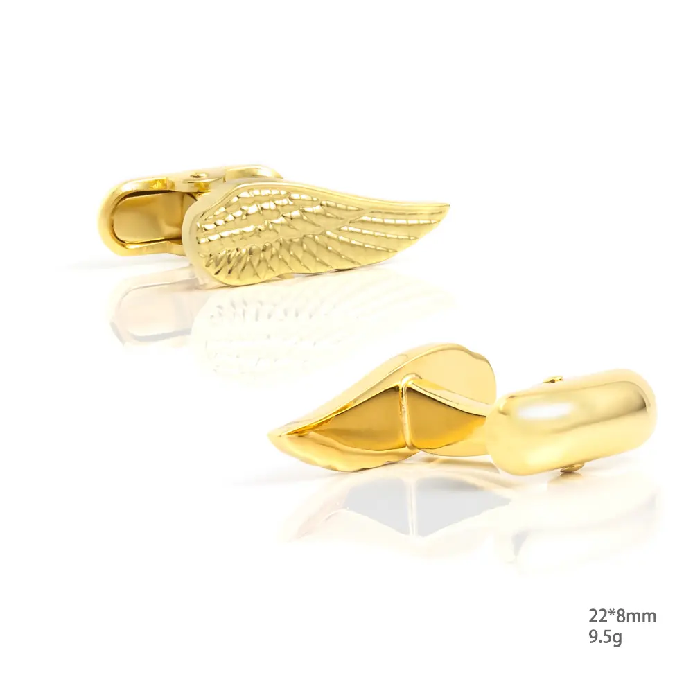 Custom Luxury Fashion Gold Plated Angel Wings Men Cufflinks Gift For Suit Shirt Party CL0201-G Factory, Company
