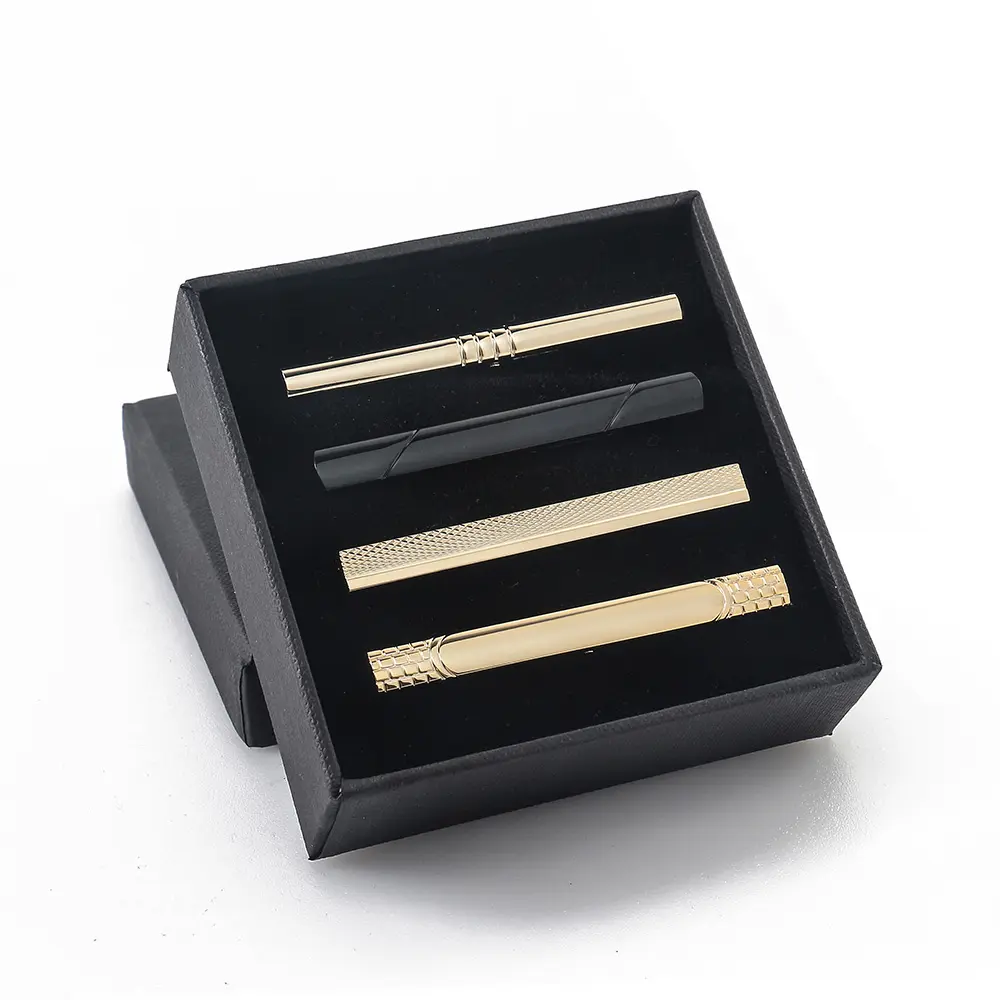 OEM Men's Fashionable Metal Silver Black Tone Formal Tie Pins Tie Bar Tie Clip Gift Set Factory Supply TPS-1003 Supplier, Exporter