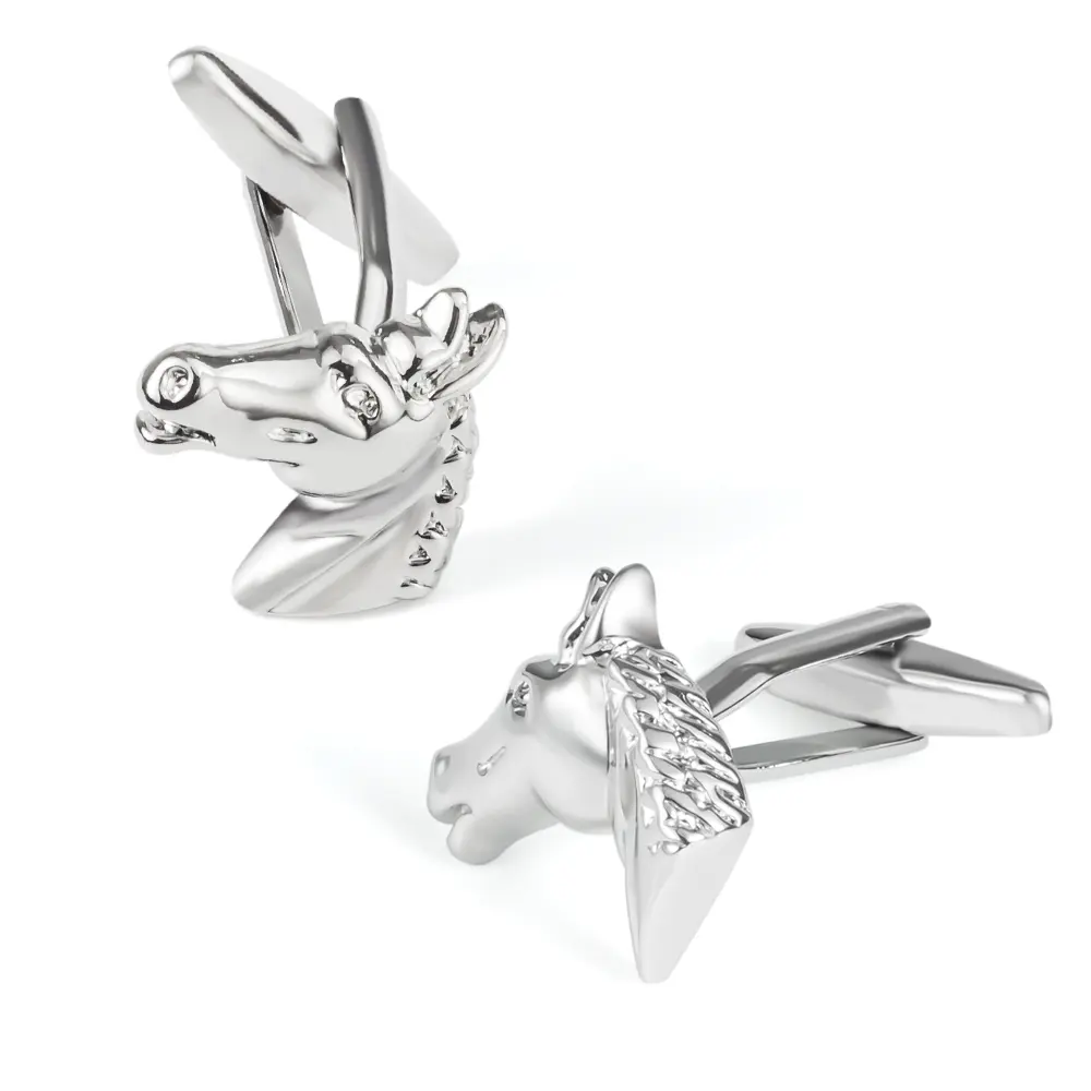 OEM Men's Business Casual High Quality Copper Silver Knight Horse Head Jewelry Men Cufflinks CL0035 Factories, Exporter