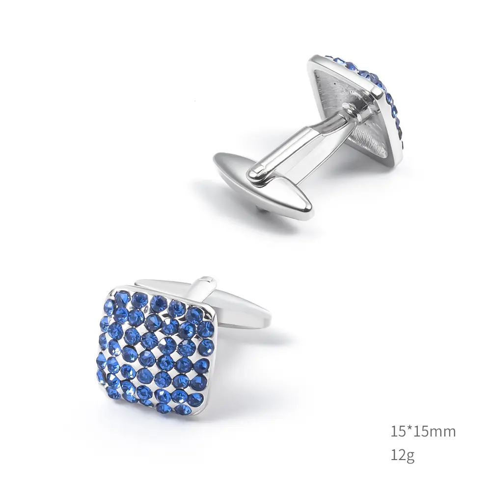 Wholesale Elegant Blue Crystal Rhinestone Men's Wedding Jewels Diamond Cufflinks For Men Shirt CS0015 Exporter, Exporters