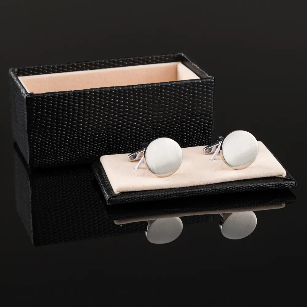 Wholesale Personalized Round Matte Blank Custom Logo Men Metal Brass Cufflinks For Shirt CL0192