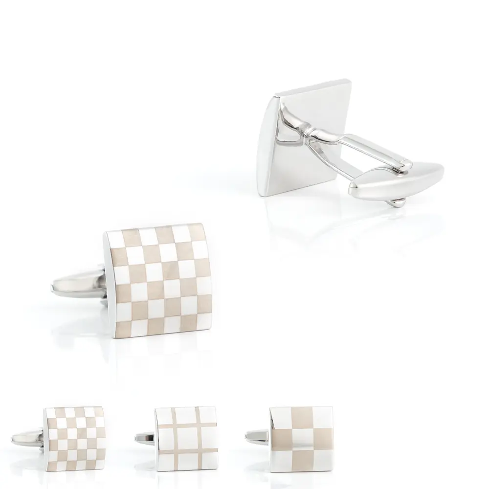 Wholesale Laser Engraved Logo Stripes Silver Custom Cufflinks For Men's French Shirts Cuff Link CL0180 Manufacturers, Suppliers