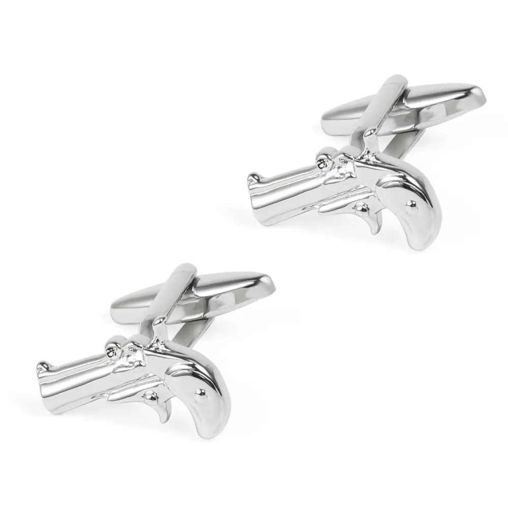 Wholesale Novelty Silver Derringer Pistol Gun Shape Cufflinks Men's Suit Shirt Fashion Accessory CL0034-S