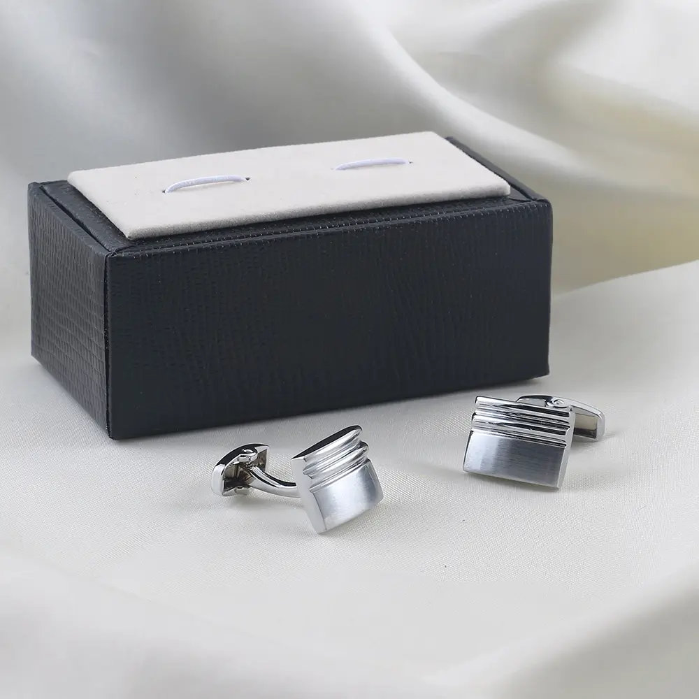 OEM JINJIE New Design High-grade Jewelry Silver Brushed Square Cufflinks For Men Wholesale CLW0078 Manufacturer, Exporters