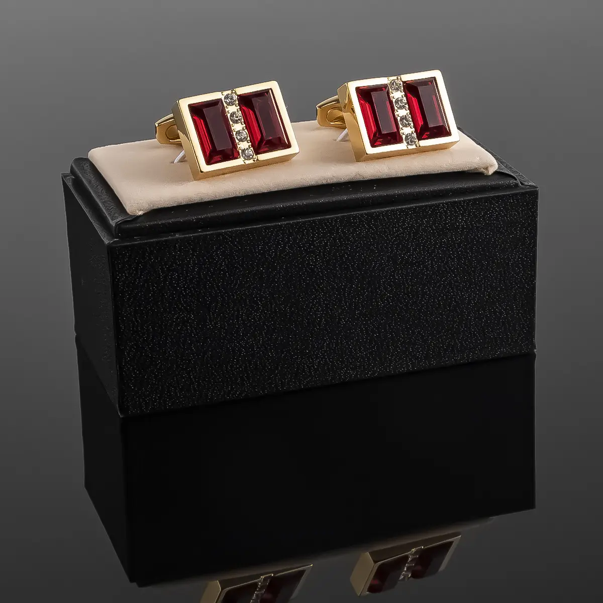 Wholesale Golden Plated Red Garnet Gemstone Cufflinks Men's Modern Shirt Jewelry CS0102