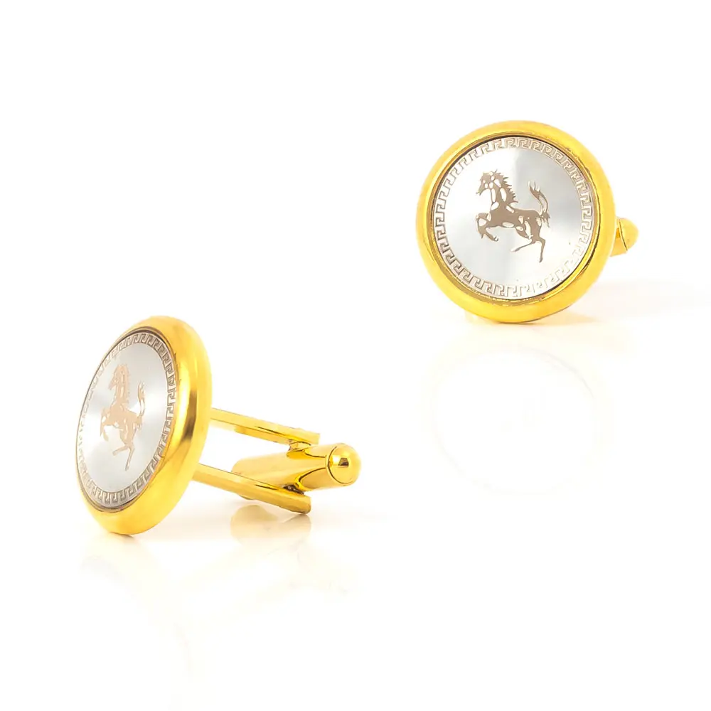 Wholesale Melbourne Cup Racing Horse Gold Logo Pattern Cufflinks for Men Gifts Manufacturers, Factory