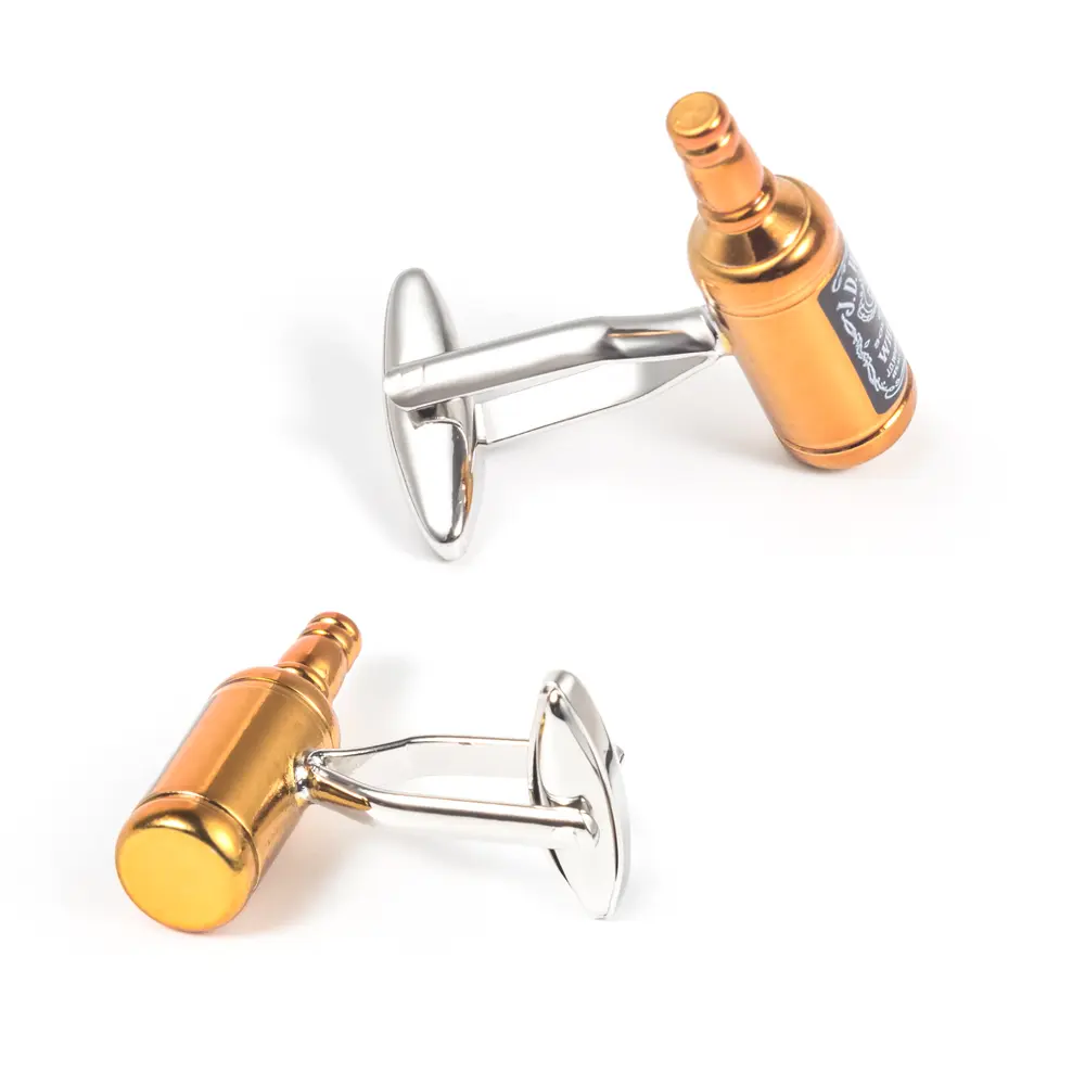 Custom Enamelled Men's Whiskey Bottle Design Custom Cufflinks OEM Metal Cuff Links High Quality CC0273 Exporters, Companies