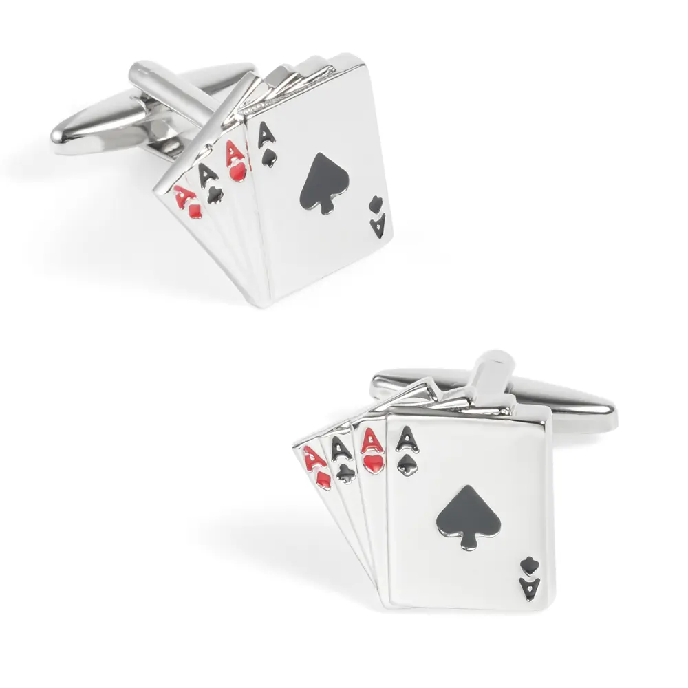 Custom Factory OEM Low Price French Shirt Accessories 4 Aces Novelty Card Game Cufflinks Best Gifts for Mens CC0010 Suppliers, Factories
