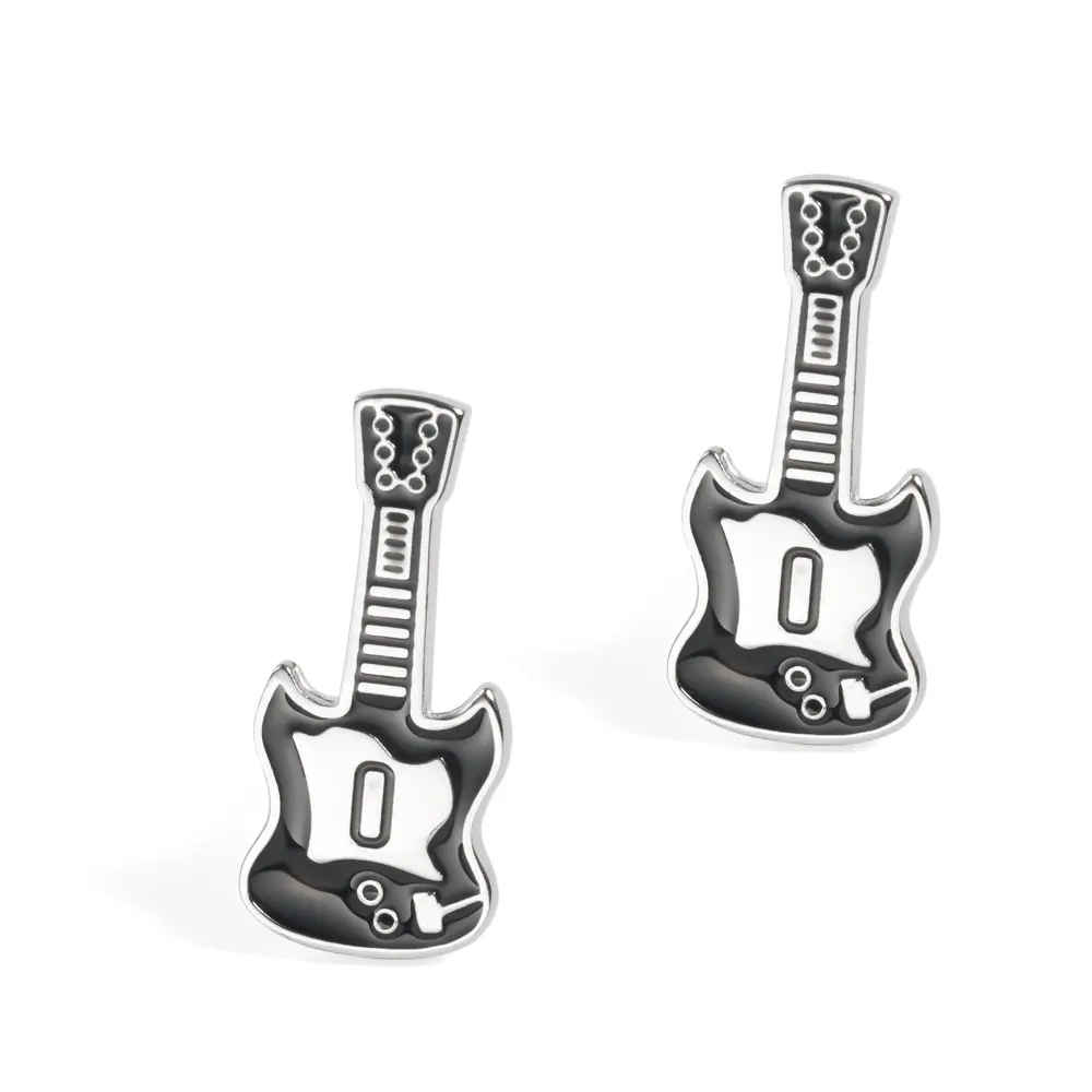 OEM Music Party Black & Silver Color Electric Guitar Men's Cufflinks Turkey Popular Style CC0021 Manufacturer, Exporter