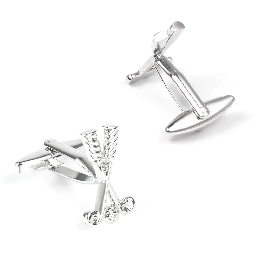 Custom WholesaleLuxury French Tuxedo Shirt Metal Silver Plated Golf Clubs & Ball Men Cufflinks CL0045 Manufacturers, Factories