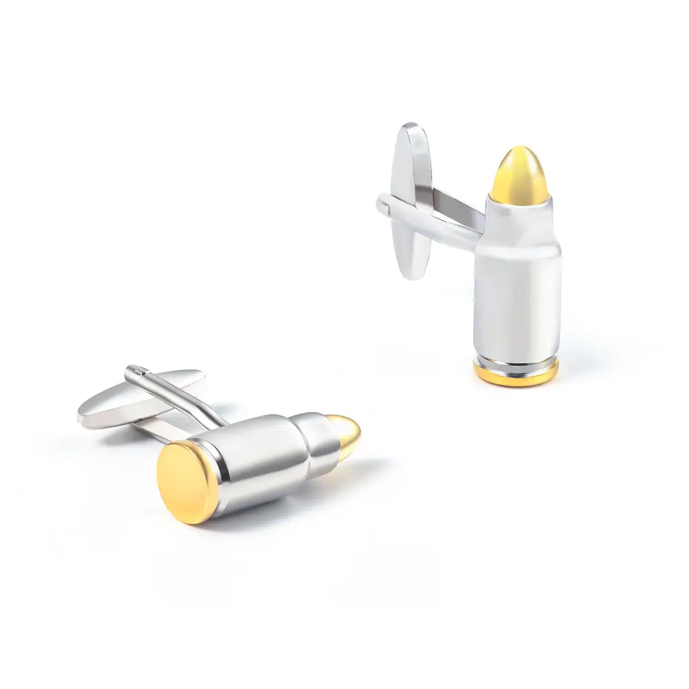 ODM Bullet Shape Shirt Cufflinks Men Formal Dress Business Wedding Party Classic Metal Cufflinks CL0044-2 Exporter, Companies