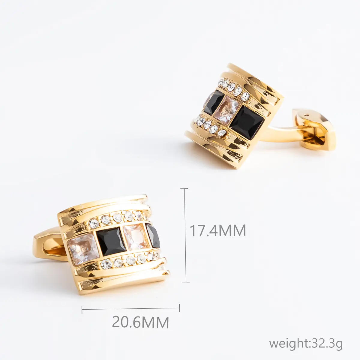 Custom JINJIE Hot Selling Luxury Square Rhinestone Diamond Crystal Copper Cufflinks For Men Suit Shirt CS0108 Suppliers, Factory