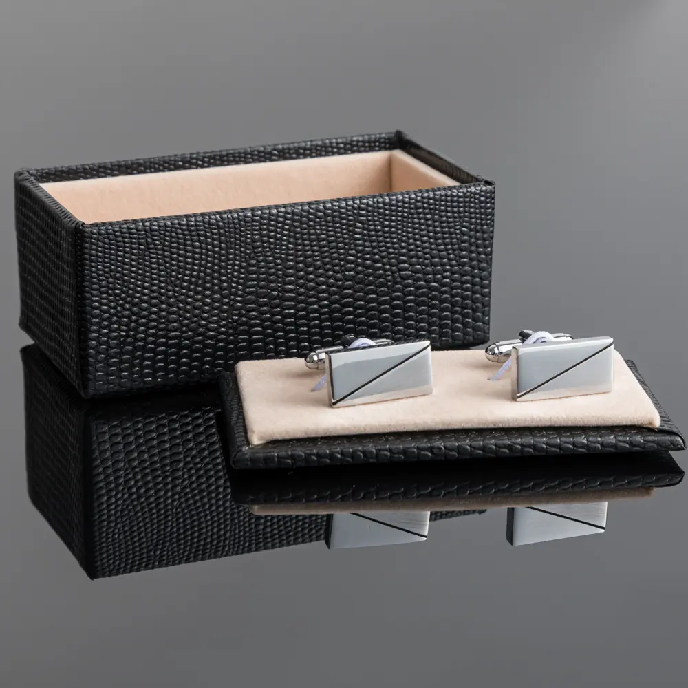 Custom Simple Fashion Sliver Rectangular Cufflinks Wholesale Men's Diagonal Line Cufflinks CL-C423 Manufacturer, Companies
