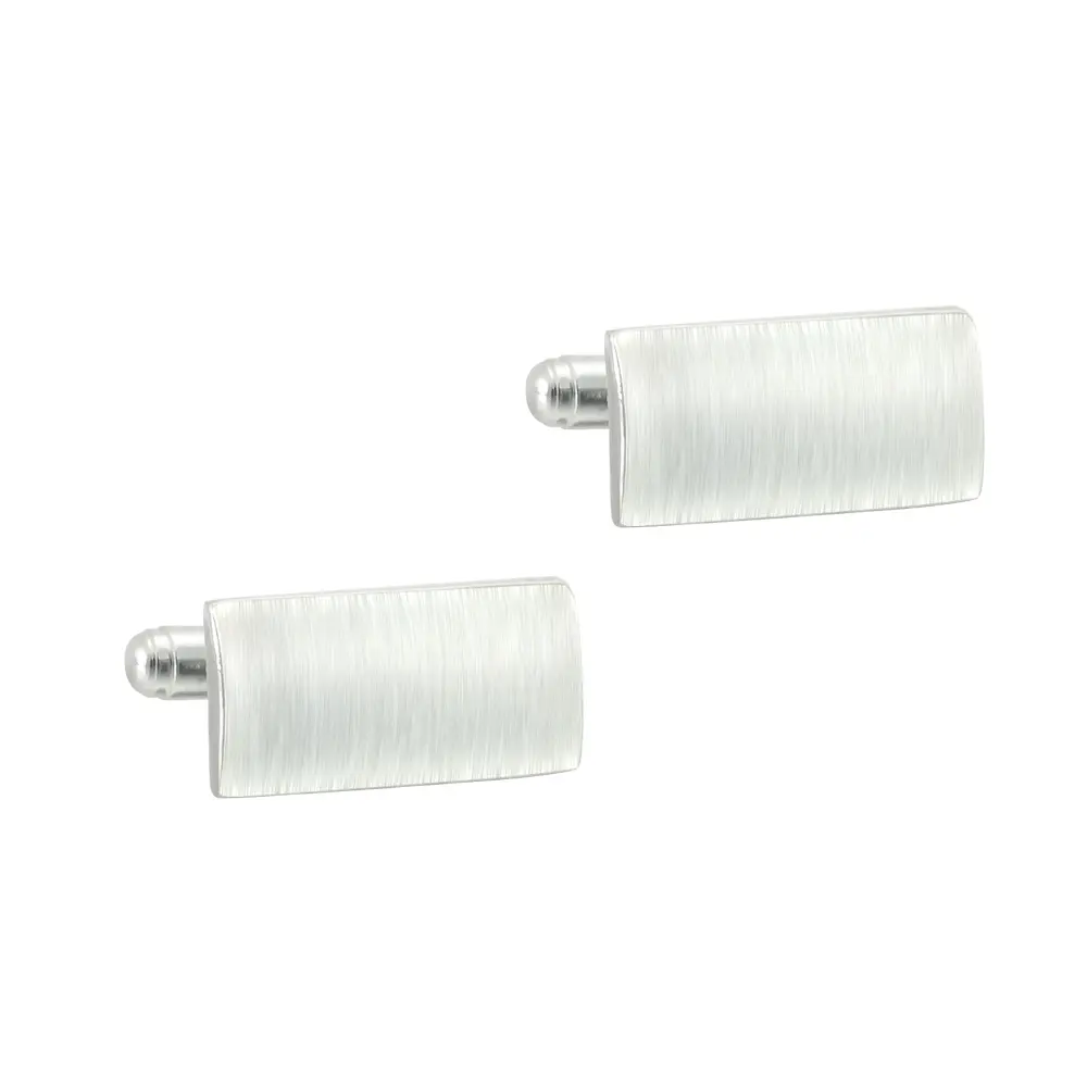 Wholesale High Quality Engravable Waves Brushed Cufflinks Silver Rectangle Cuff Link CL-C115
