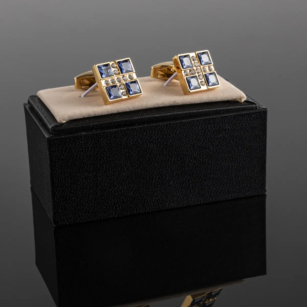Custom High Quality Gold Sapphire Men's Wedding Unisex Suit Party Business French Shirt Cufflinks CS0101 Exporter, Exporters