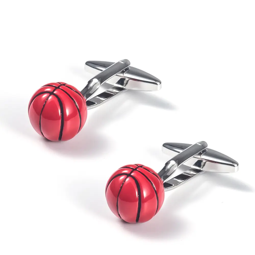 Custom High Quality Mens Enamel Red Basketball Copper Cufflinks for Men Shirt CC0067-Red Manufacturers, Factories