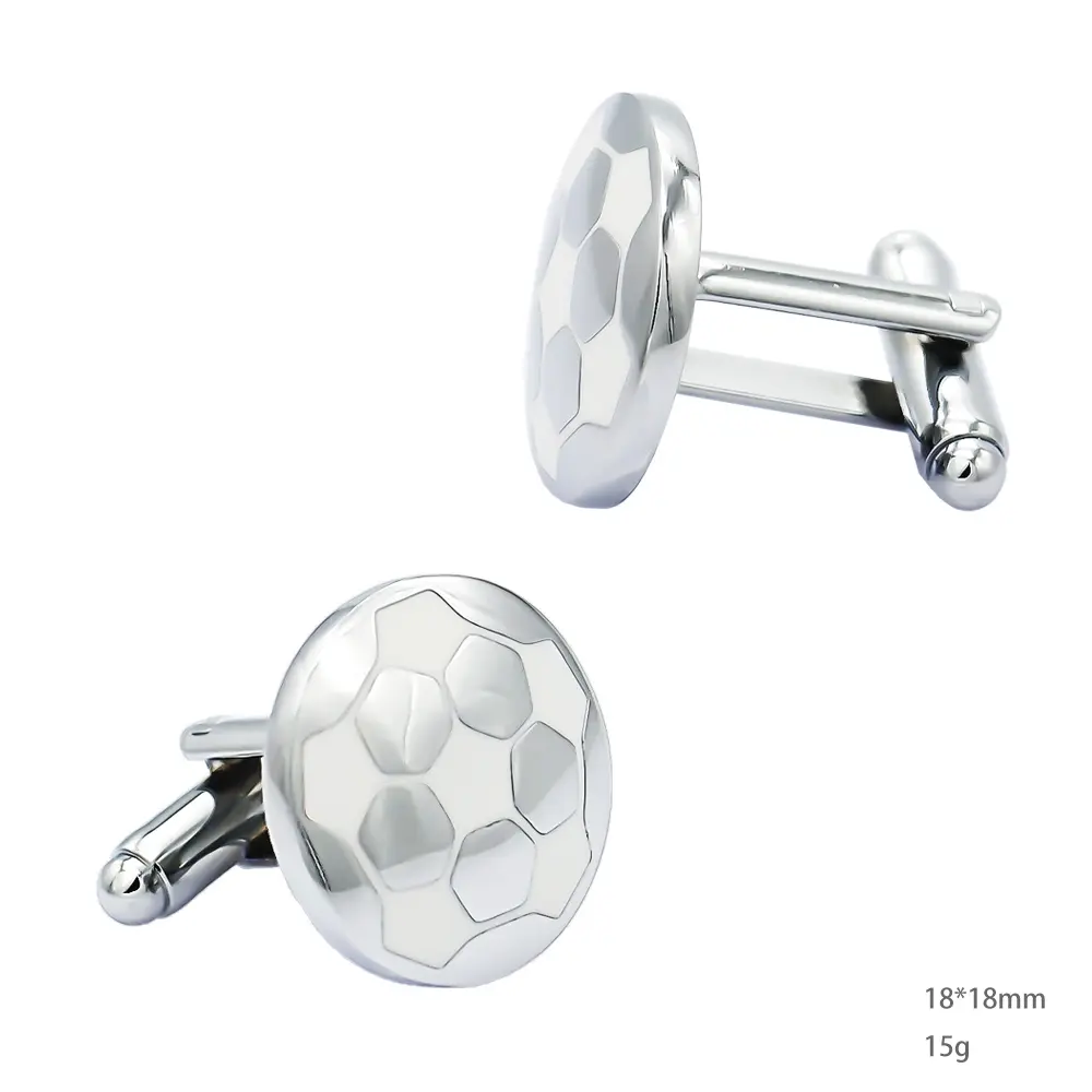 OEM Factory Wholesale Rund White & Silver Football Design Enamel Cufflinks CC-Q265 Manufacturers, Suppliers