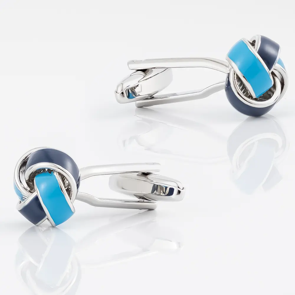 Custom High Quality French Designer Fancy Mens Blue Twist Knot Metal Cufflinks For Suit Accessories CC8481 Manufacturers, Suppliers