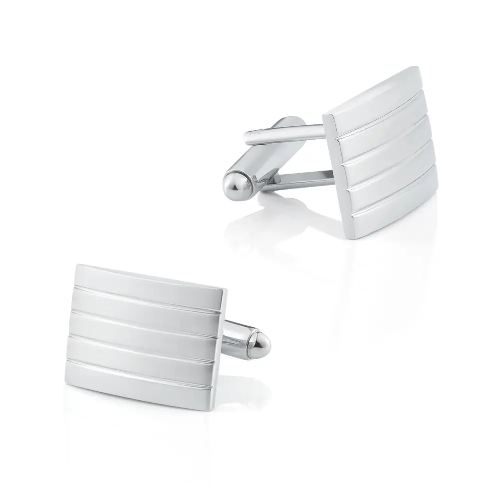 OEM Hot selling Factory Price Men Fashion Suit Shirt Accessories Silver Classic Groove Cufflinks CL-C042 Manufacturer, Companies