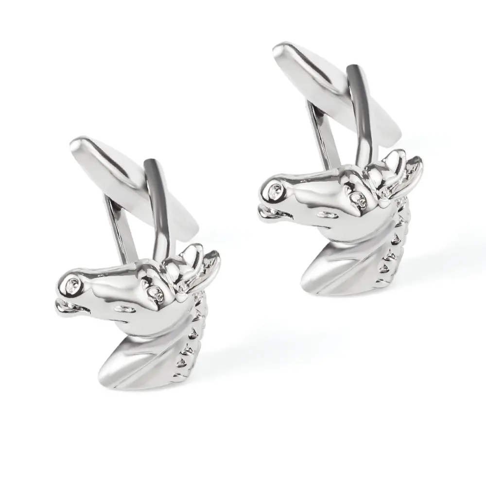 OEM Men's Business Casual High Quality Copper Silver Knight Horse Head Jewelry Men Cufflinks CL0035 Factories, Exporter