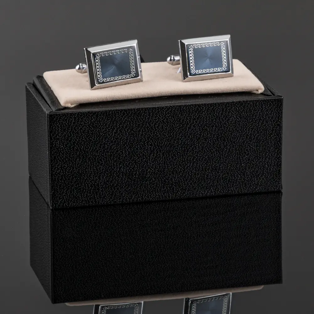 Wholesale Factory Wholesale Classic Silver & Blue Cufflinks  Pattern Design Vintage Accessories Metal Cufflinks CA9005-2 Factory, Exporters