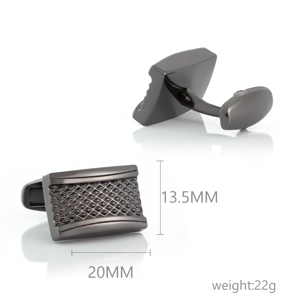 ODM Laser Metal Engraving Rectangle Shaped Premium Grid Cufflinks Gunmetal CLW0007-B Exporters, Companies