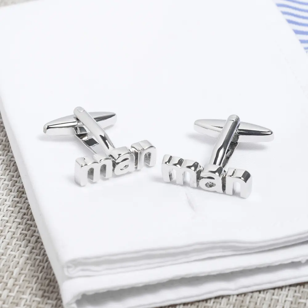 ODM Factory Premium Fancy Groom Best Man Silver Letters Engraved Wedding Brass Cufflinks CL0004 Suppliers, Companies