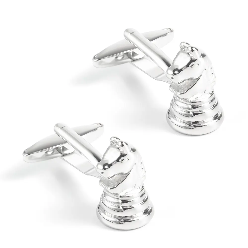 Wholesale JINJIE Fashion Novelty Copper Silver Color Plated  Knight Chess Cufflinks Men Business Gifts CL0018 Factory, Factories