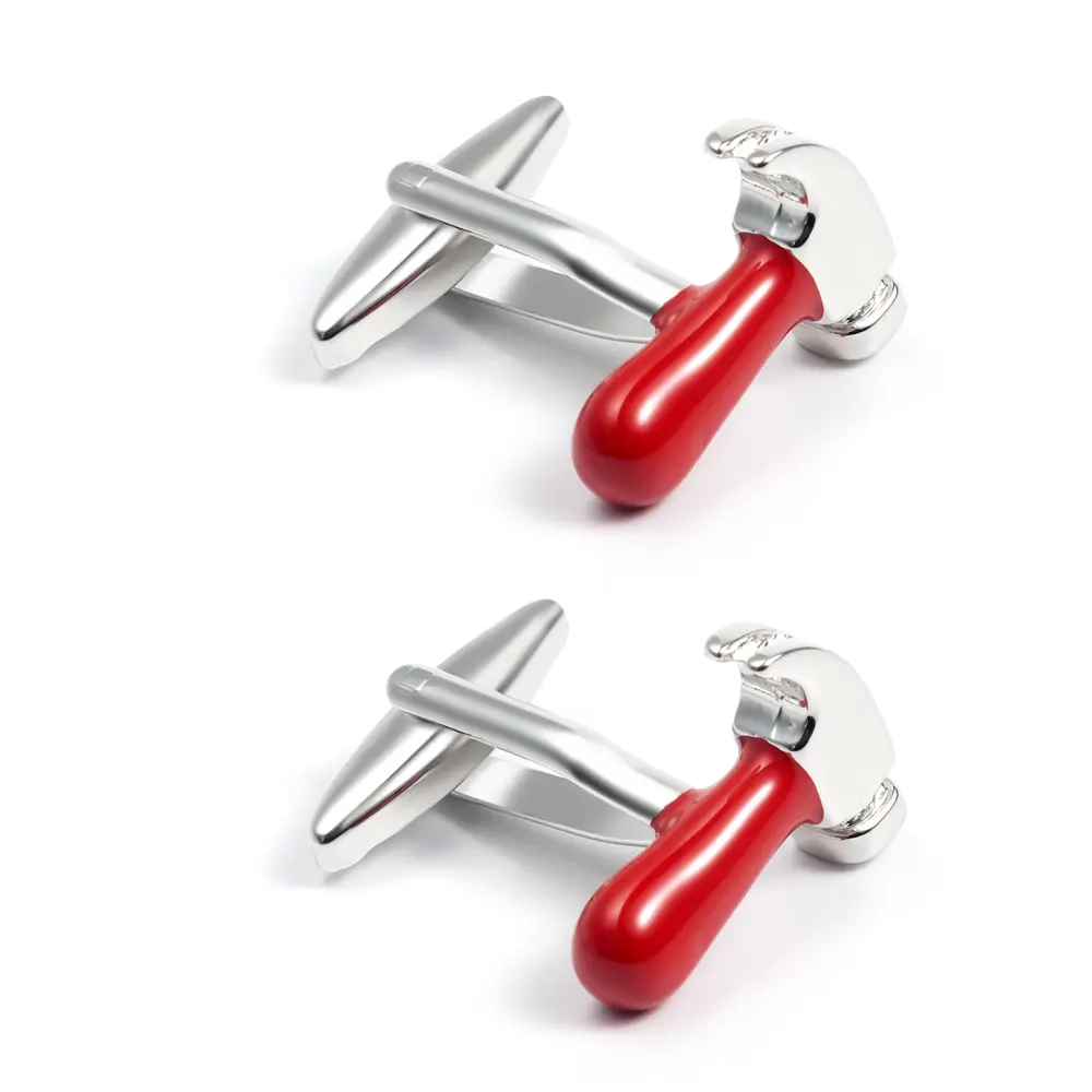 ODM Personalized Funny Men's Metal Red Hammer Design Cufflinks Wholsale for DIY Craftsman Gifts CC0033 Manufacturer, Exporter