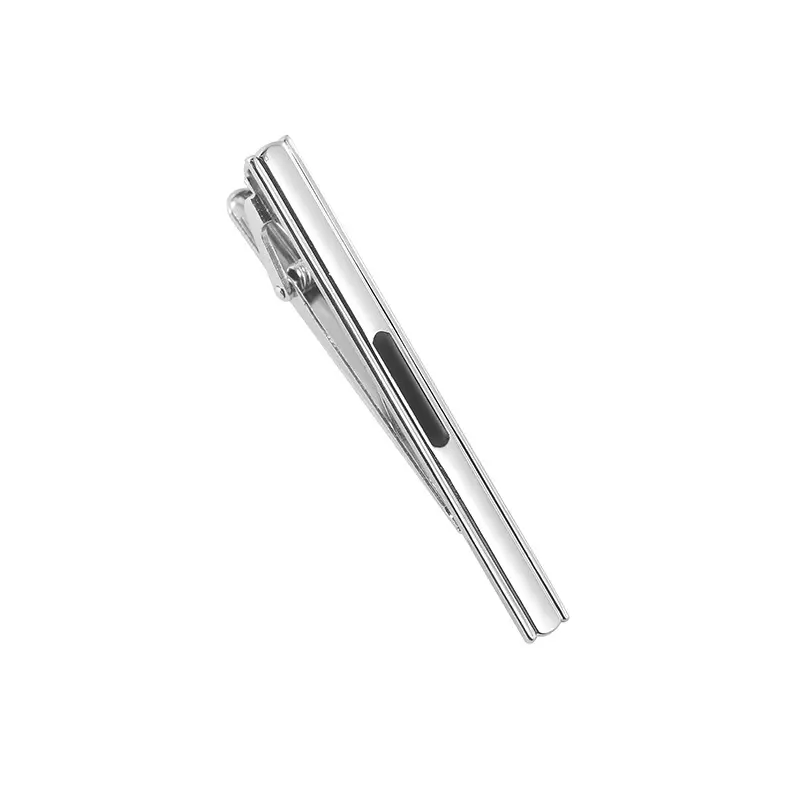 Custom Low Price Fashion China Wholesale Custom Logo Business Black Wnamel Silver Te Clip For Men TC0073 Manufacturers, Factory
