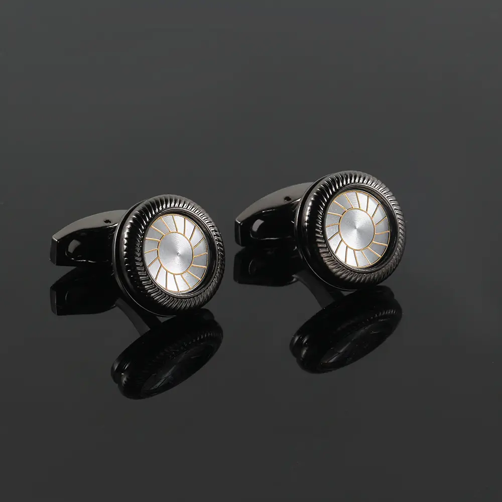 ODM Personalized High Quality Black Silver Tyre Pattern Cufflinks Exporter, Exporters