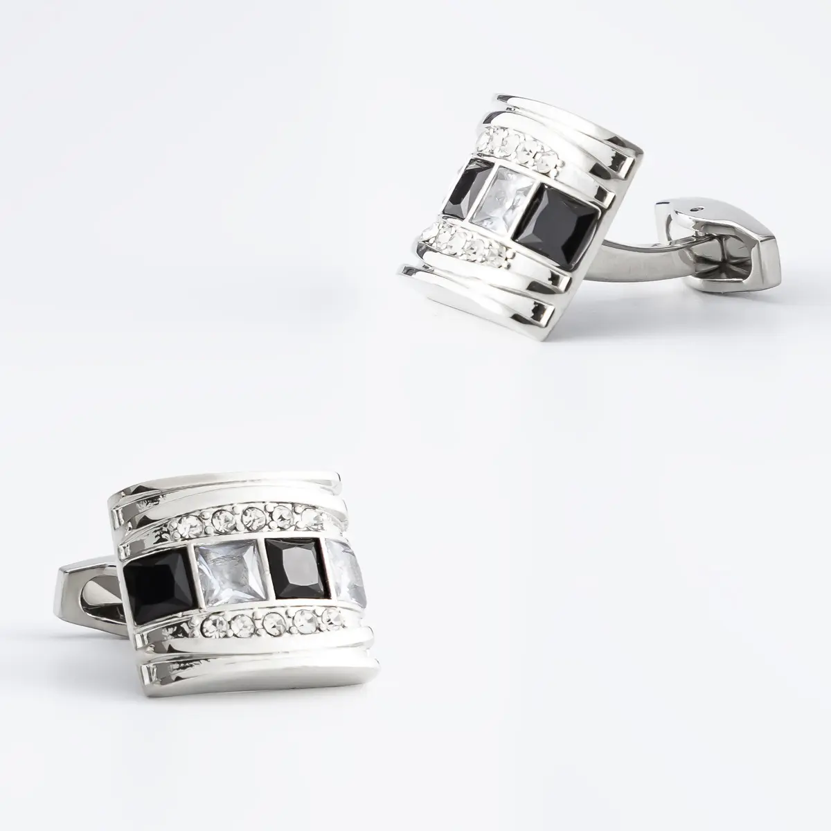 Custom JINJIE Hot Selling Luxury Square Rhinestone Diamond Crystal Copper Cufflinks For Men Suit Shirt CS0108 Suppliers, Factory