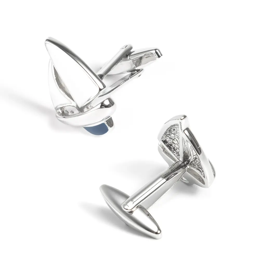 Wholesale Personalized Silver & Blue Sailboat Cufflinks Men Suit Shirt Accessories Gifts CC0018