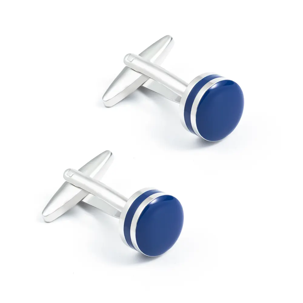 Wholesale High Quality Fashion Copper Material Custom Round Blue Stone Cuff links for Men Shirt CC0307 Manufacturer, Exporters