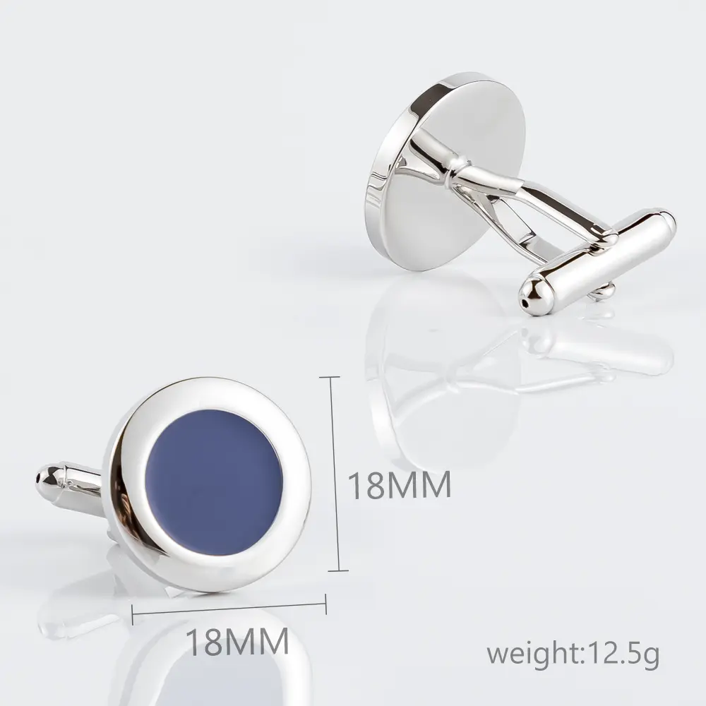 Wholesale Tuxedo Suit Shirt Cuff Links Round Blue Enamel Silver Cufflinks Fashion Accessory CC8585