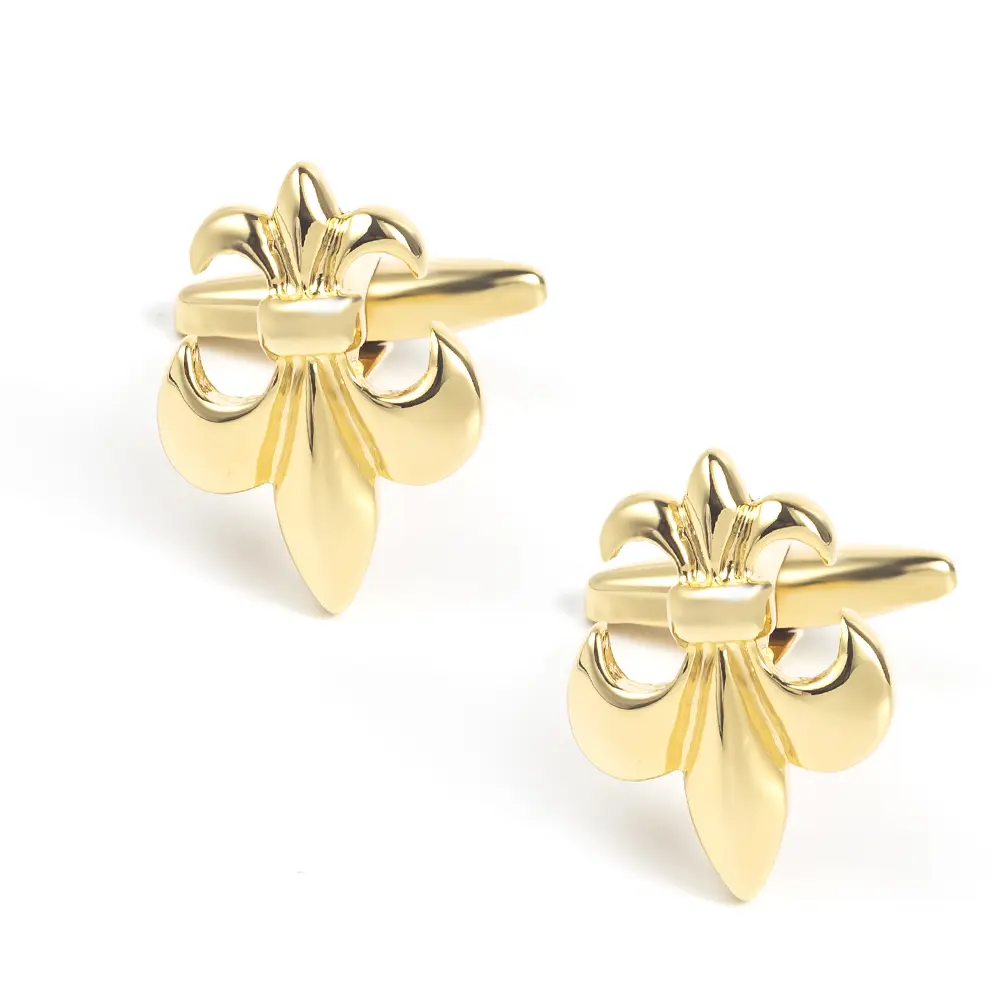 Custom Luxury Men Jewelry Gold Tone Fashionable Flower Fleur De Lis Cufflinks Wholesale CL0027 Manufacturer, Exporters