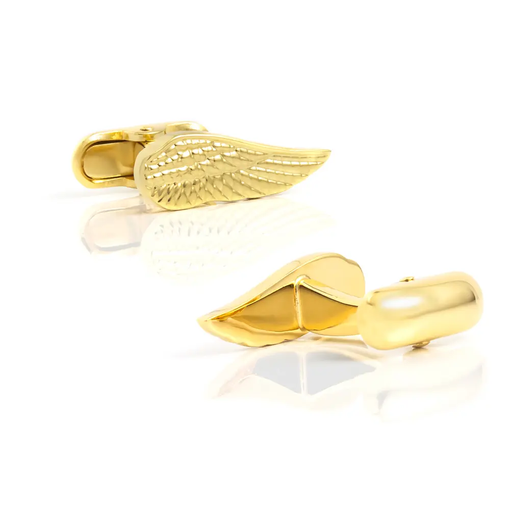 Custom Luxury Fashion Gold Plated Angel Wings Men Cufflinks Gift For Suit Shirt Party CL0201-G Factory, Company