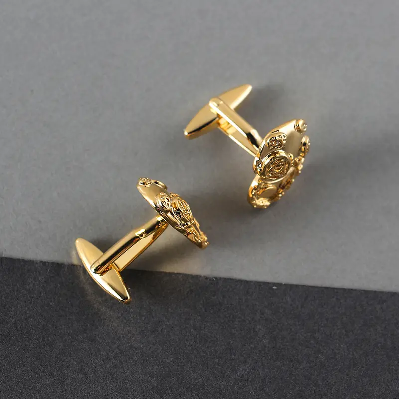OEM Men's Golden Metal Cufflinks Personalized Shirt Cuff Links Unique Business Wedding Gifts CL0283 Manufacturer, Company