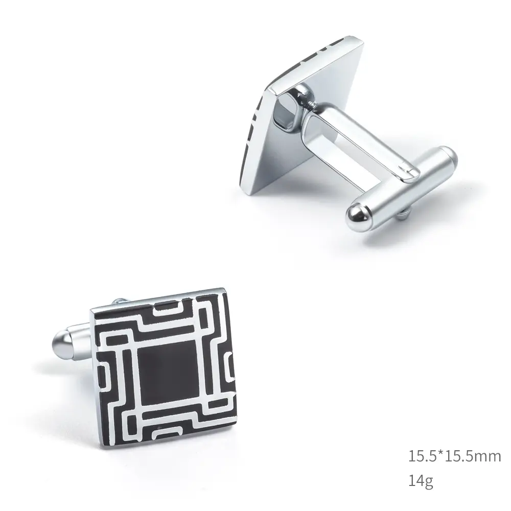 OEM Factory OEM Cheap Brass Material Square Shaped Black Enamel Cufflinks for Men CC-Q116 Manufacturer, Factories