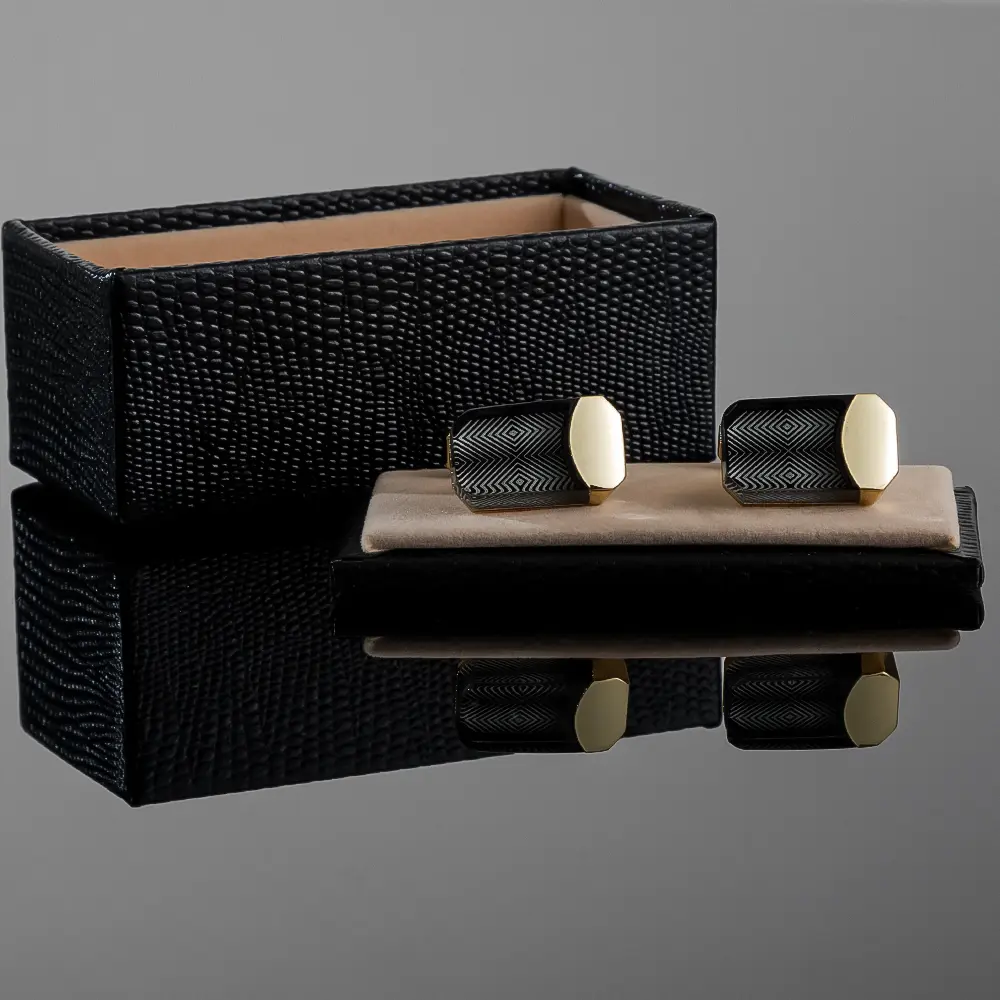 Custom Vintage Geometric Speaker Shape Fashion Golden Black Men Cufflinks Supplier, Suppliers