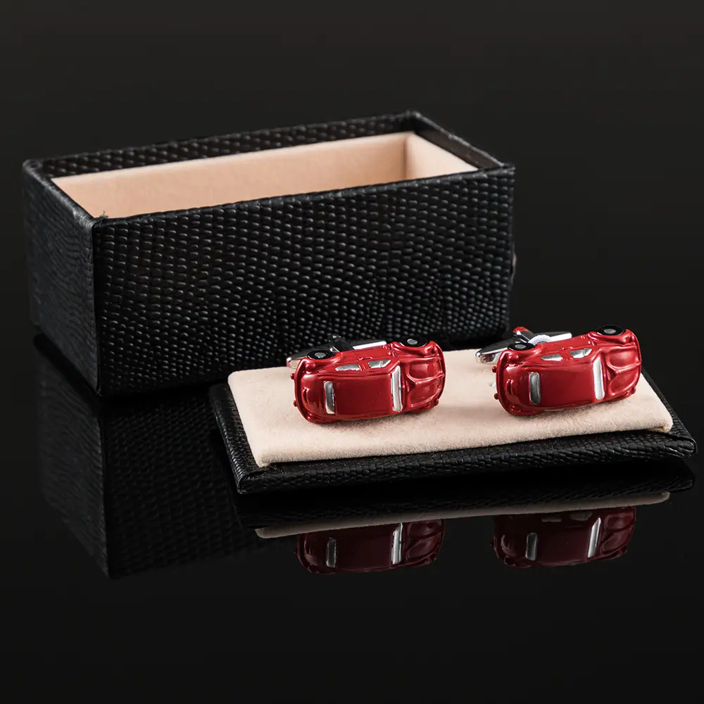 Wholesale Mens Personalized Beetle Red & White 3D Car Cufflinks Mens Sleeve Jewelry CC0110