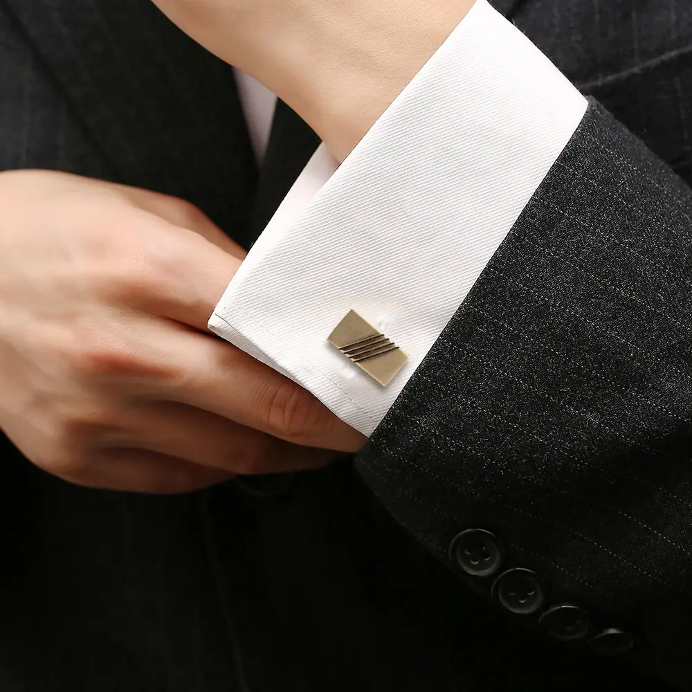 Wholesale Cufflink ManufacturerWholesale Rectangular Gold Plated Metal Cufflinks For Men Shirt CL-C430 Suppliers, Exporters