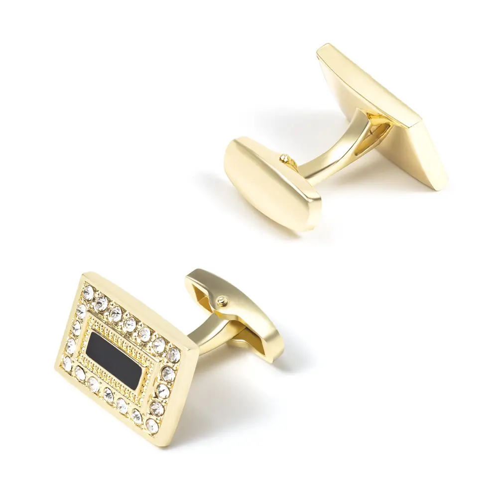 OEM Square Black Onyx Cufflinks Low Price Gold Plated Rhinestone Cufflinks Men Shirt Fashion Accessory CSW0037 Exporter, Exporters