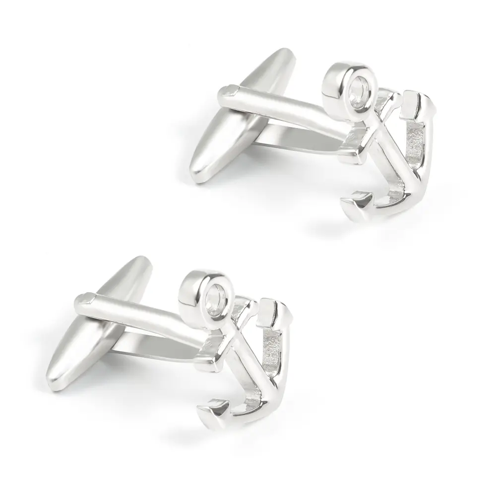 ODM Hot Selling Superior Metal Craft Boat Anchor Design Silver Plated Copper Cufflinks CL0006 Manufacturer, Company
