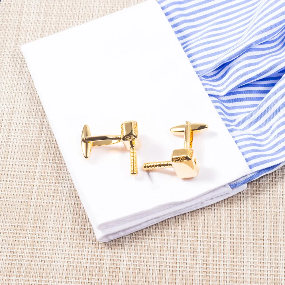 ODM Fashion Factory Low Price Copper Material Gold Plated Hammer Cufflinks For Men Shirt CL0030-G Factories, Exporters