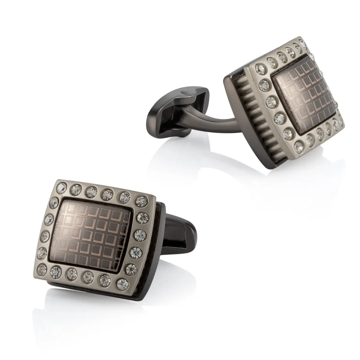ODM Classic Cube Design Diamond Rhinestone Men Cufflinks Low Price Wholesale Factory, Factories