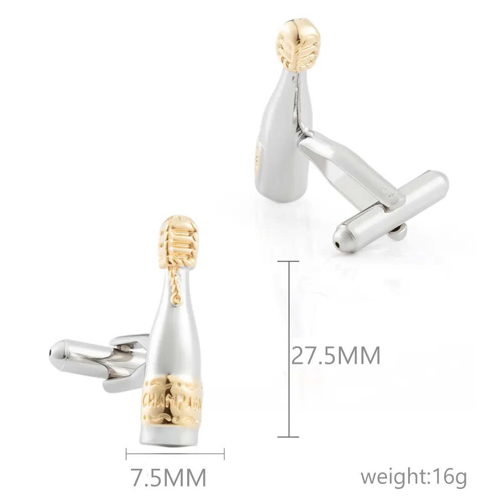 OEM Fashion Luxury Gold Silve Men's Novelty Champagne Bottle Cufflinks CL0013 Suppliers, Exporters