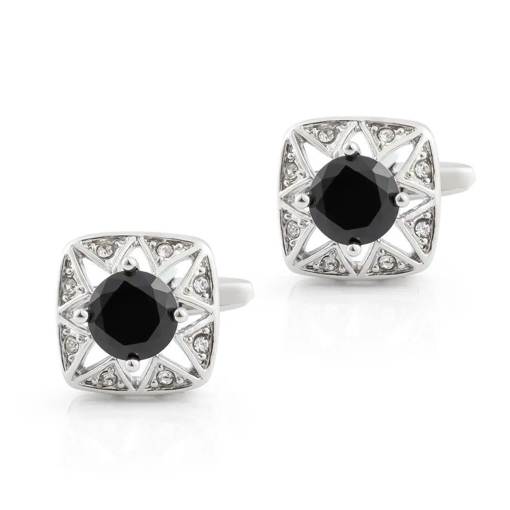 ODM Men's Luxury Price High Quality Black Zircon Accessory Button Cufflinks For Men Suit Shirt CS8088 Supplier, Exporter