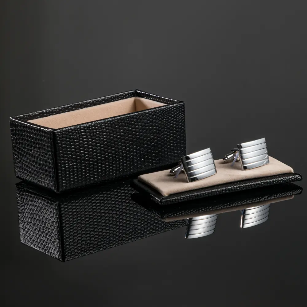 OEM Hot selling Factory Price Men Fashion Suit Shirt Accessories Silver Classic Groove Cufflinks CL-C042 Manufacturer, Companies
